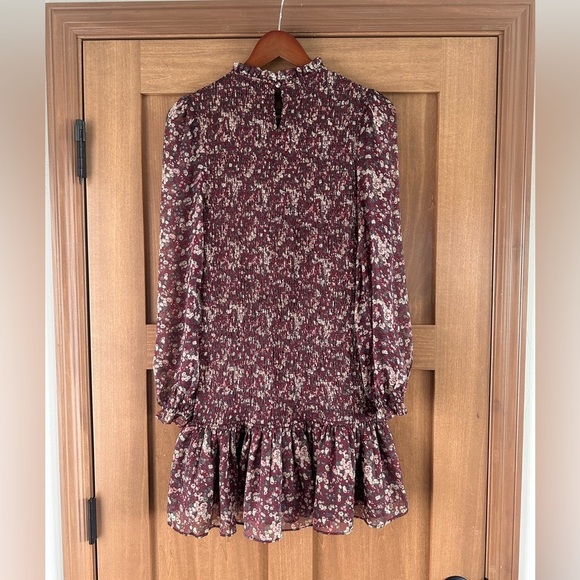 Dress Forum Smocked Ruffle Floral Mini Dress Long Sleeve Puff Sleeves Medium​​ - Picture 8 of 12